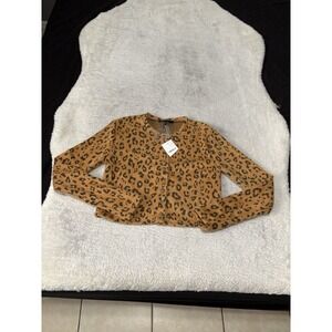 New Forever 21 Womens Button Down Cardigan Sweater Small Cheetah Print